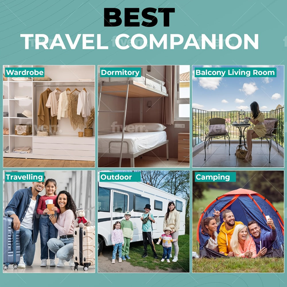 Travel Clothes Dryer with Fold-Out Fabric Bag, One-Piece Checkout Configuration and Hanging Strap