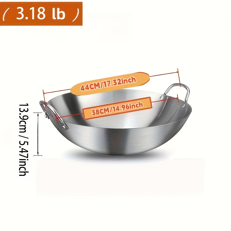 Stainless Steel Wok & Frying Pan – Non-Stick Cooking Surface, Ergonomic Handle, Compatible with Gas, Induction & Electric Stovetops, Extra Thick & Deep, Easy to Clean