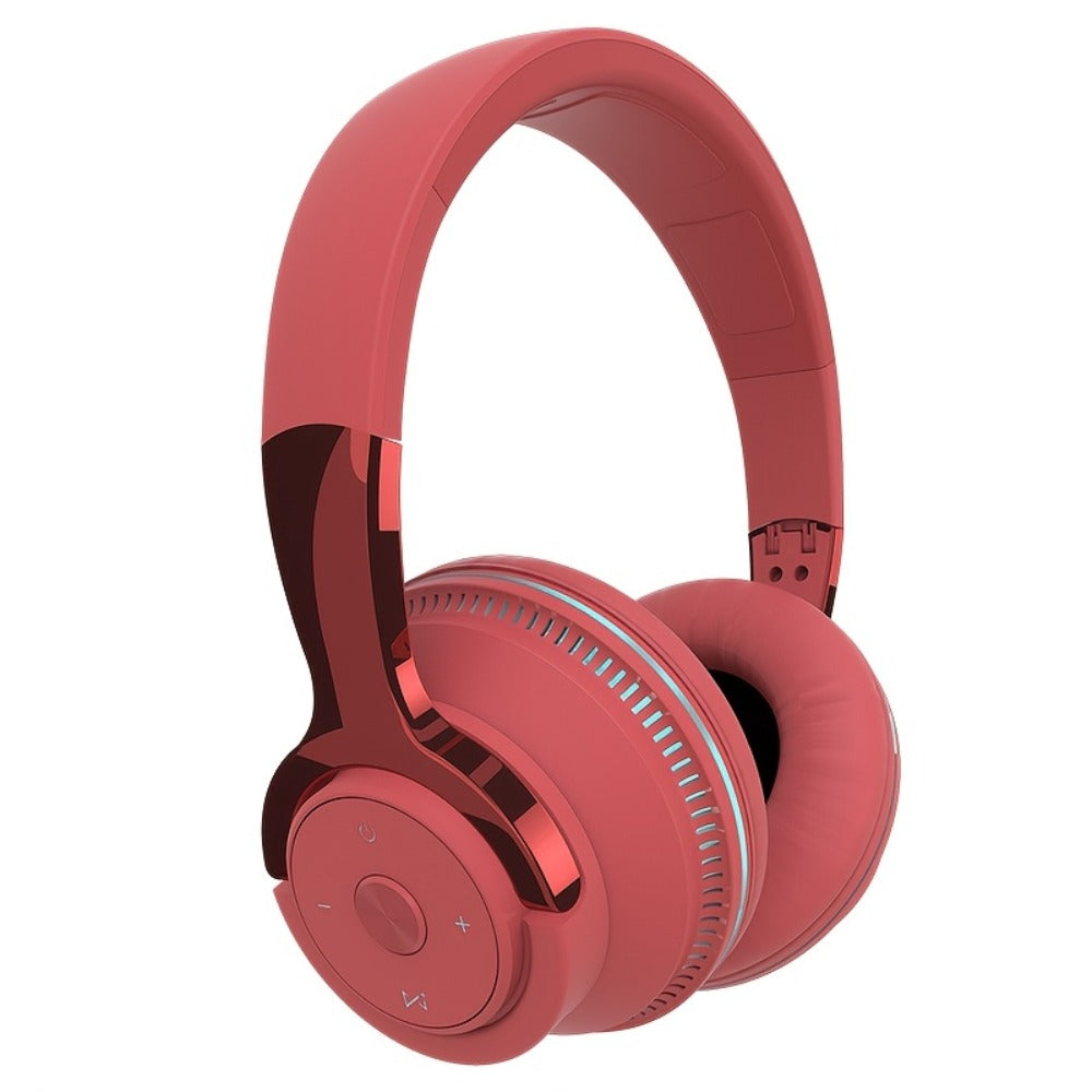 FM Radio TF Card Over-Ear Wireless Headphones Bluetooth, 24H Playtime, Built-in Mic, LED Light, AUX 3.5mm Wired Mode, Soft Earpads, Foldable Headset for Travel Home Office iOS Android