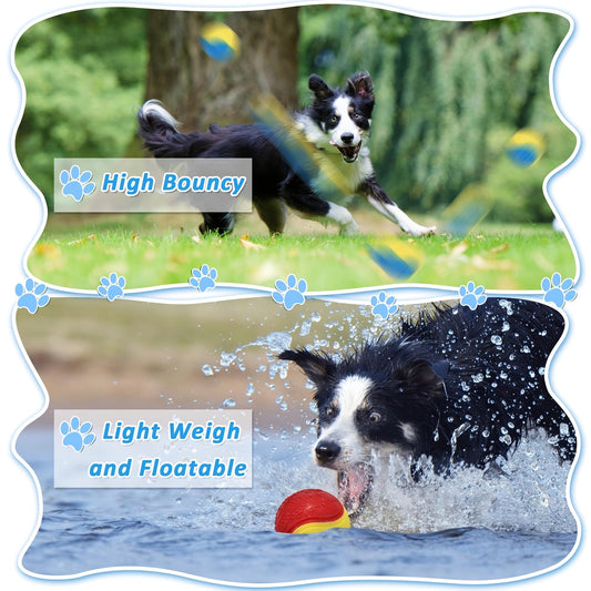 Dog Toy 6-Pack Squeaky High-Bounce Rubber Balls, 2.5-Inch Size and Standard Launcher Compatibility