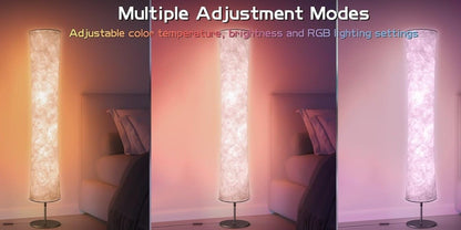 RGB Smart Floor Lamp 16 Million Colors – Music Sync, App & Remote Control, Scene Modes, White Fabric Shade Standing Lamp for Living Room, Bedroom & Gaming Room | 1 & 2 Pack