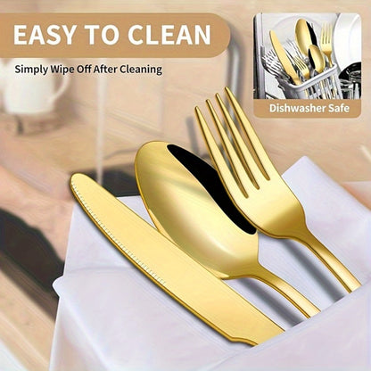 Thirty-Piece Gold-Tone Flatware Set for Six with Five-Piece Place Settings and Fitted Presentation Case