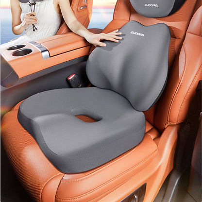 Memory Foam Car Seat Cushion & Back Cushion Set – Ergonomic Lumbar & Hip Support, Non-Slip, Machine Washable, Fits Sedans SUVs Trucks, 3 Colors