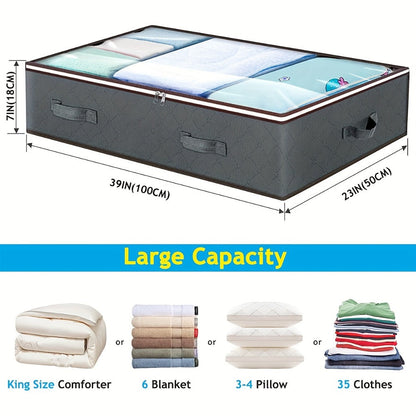Collapsible Under-Bed Storage Bin Sets in 4- or 8-Piece Gray or Black Options with Zippered Lids