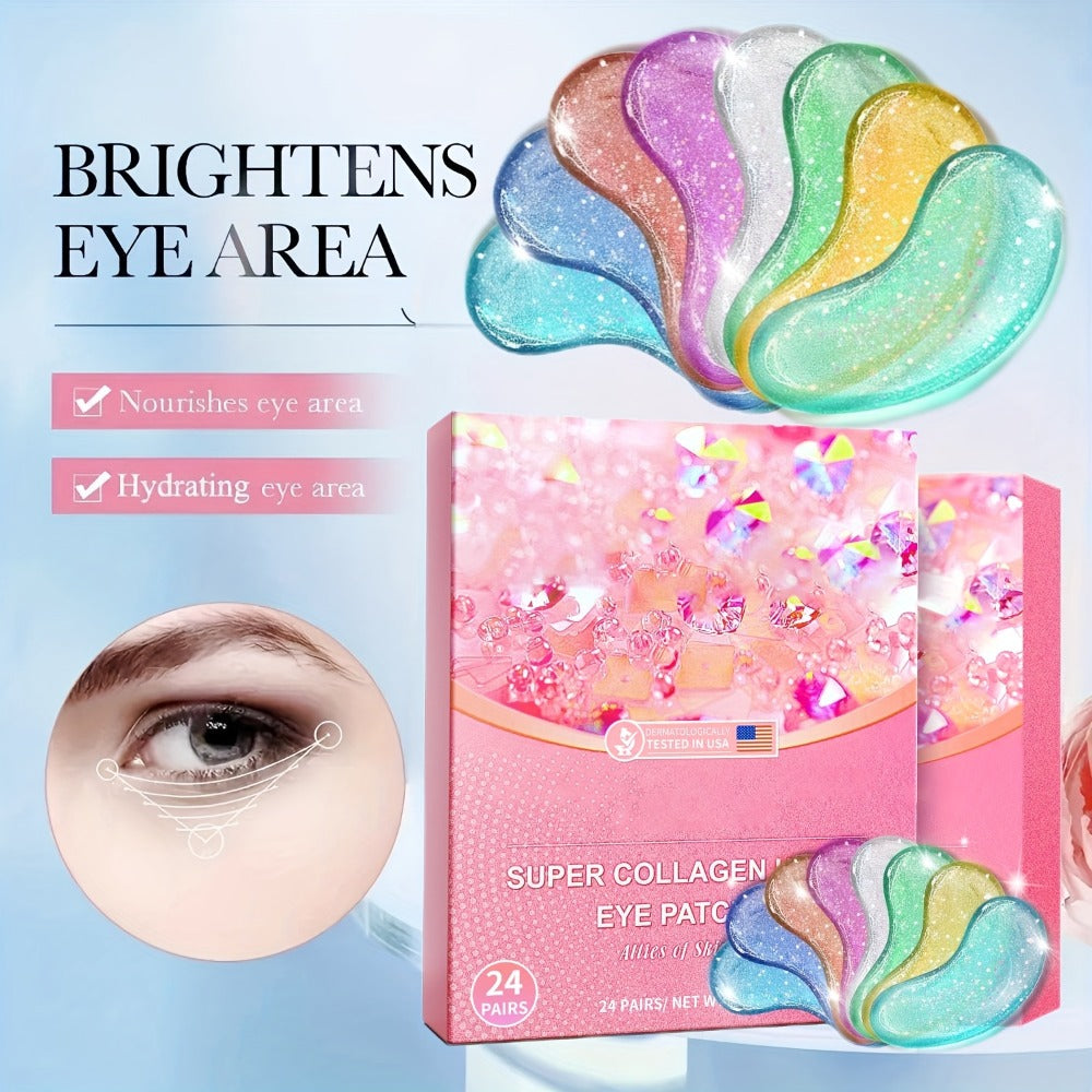 Multicolor Under-Eye Patch Set with Eight Pictured Colors and a Sealed 24-Pair Checkout Box