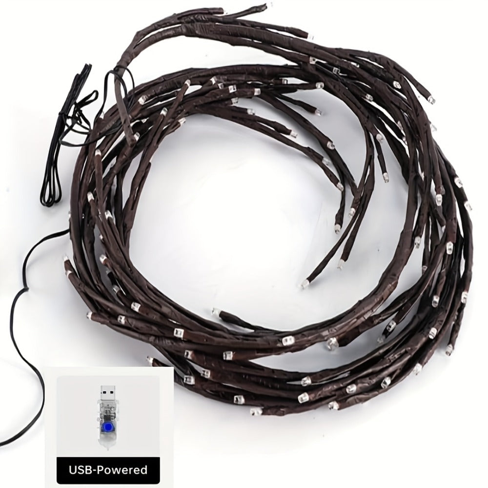 String Lights, 96-LED Bendable Willow Branch Fairy Lights with USB Power, Remote Control and Eight Indoor Modes