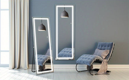 LED Full Length Mirror with Lights, Touch Control Lighted Full Body Mirror for Entryways, Bedrooms and Living Spaces