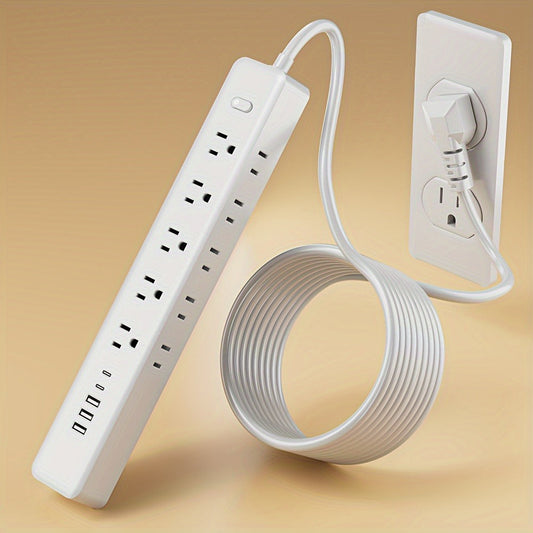 Wall Mount Power Strip 15-in-1 Slim Long Strip, 10 AC Outlets & 5 USB Ports (3 USB-A + 2 USB-C), Surge Protection Overload Protection, Multi-Function Power Outlet for Office Home Travel – Space-Saving Design
