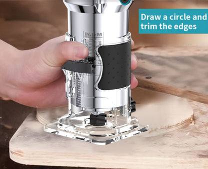 Electric Edge Cutting Machine Multifunctional Wood Router Trimmer - Adjustable Speed, Wood Chamfering Slotting Milling Carving Tool with Accessories, Industrial Planer for Woodworking