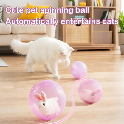 Interactive Cat Toy Ball - Automatic Motion Activated Rolling Toy for Indoor Cats and Dogs, Rechargeable Electric Moving Ball with Rabbit & Squirrel Design, Stimulating Play for Bored Cats, Small Medium Large Pets