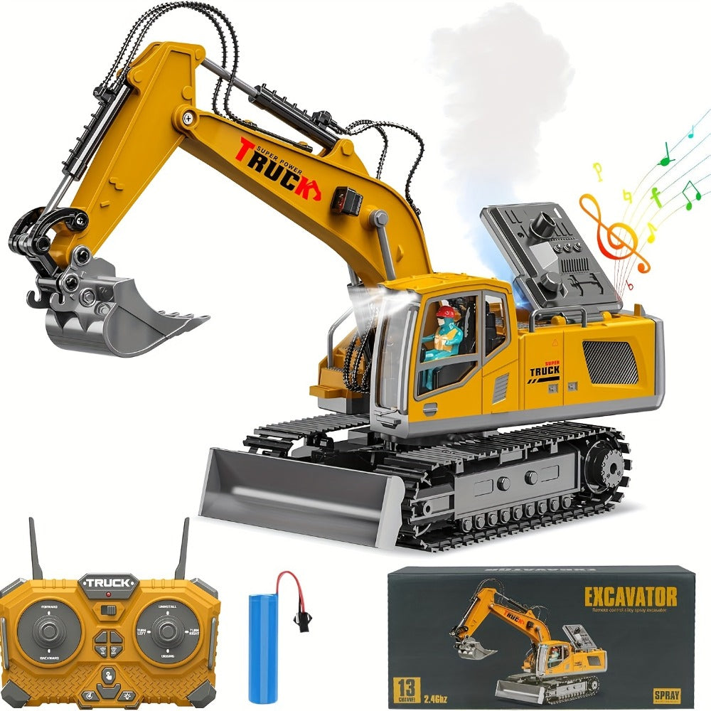 RC Excavator 120-Minute Battery Life Metal Shovel LED Lights with the Listed Color, Size or Set Options for Everyday Use
