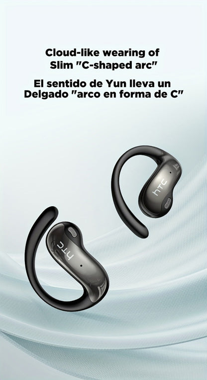 HTC NE19 Open-Ear AI Translation Earbuds with Oval Charging Case in Black, Gunmetal, Beige or Purple