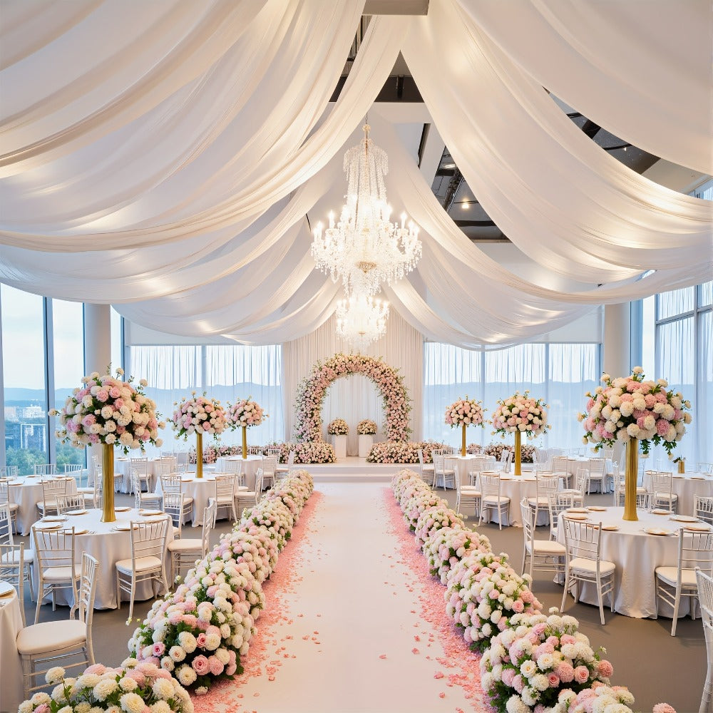 Six-Pack 63-by-118-Inch Sheer Chiffon Wedding Drape Curtains in 12 Source-Labeled Color Options