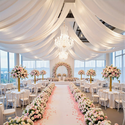 Six-Pack 63-by-118-Inch Sheer Chiffon Wedding Drape Curtains in 12 Source-Labeled Color Options