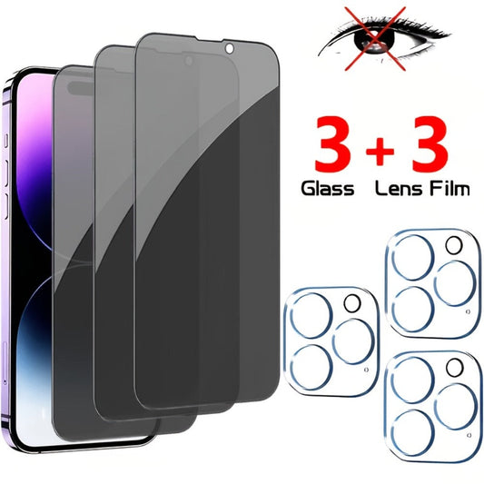 Screen Protector, 6-Piece iPhone X Privacy Glass Set with Three Screen Films and Three Camera Lens Covers