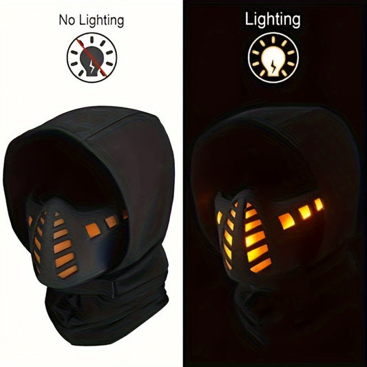 LED Rave Mask Cyberpunk Full Face Light Up Futuristic Sci-Fi – Breathable Halloween Cosplay Costume Mask for Bar Club Music Festival Rave Party, Photo Prop Gift for Men & Women Adults