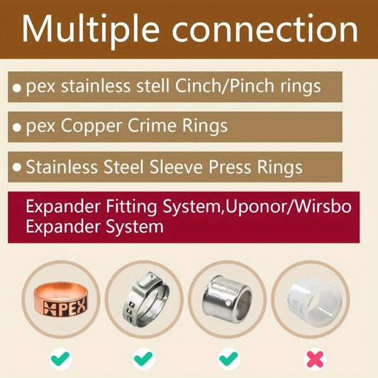 PEX Fittings Set 33pcs 1/2 Inch - Lead-Free Brass Crimp PEX B Fittings, 11 Each Elbow Tee Coupling, ASTM F1807 NSF/ANSI 61 Certified, Corrosion Resistant for Hot Cold Water Plumbing