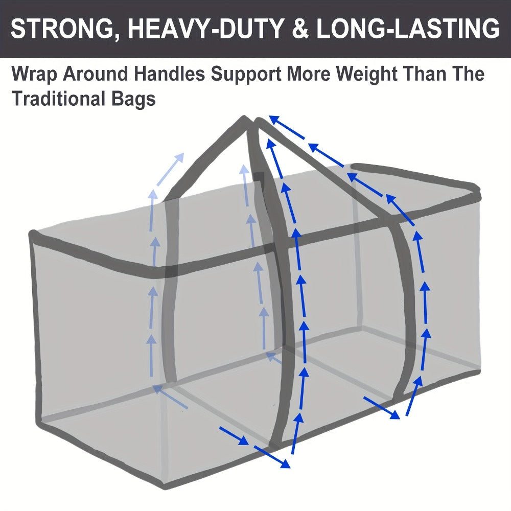 Heavy Duty Moving Bags with Handles & Zippers – Extra Large Waterproof Storage Bags for Moving, Clothes & Closet Organization (6pcs 26.42gal or 16pcs Set, Blue)
