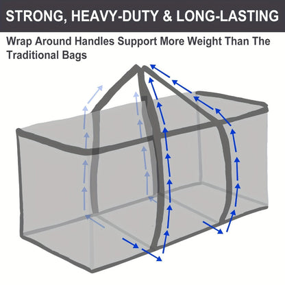 Heavy Duty Moving Bags with Handles & Zippers – Extra Large Waterproof Storage Bags for Moving, Clothes & Closet Organization (6pcs 26.42gal or 16pcs Set, Blue)