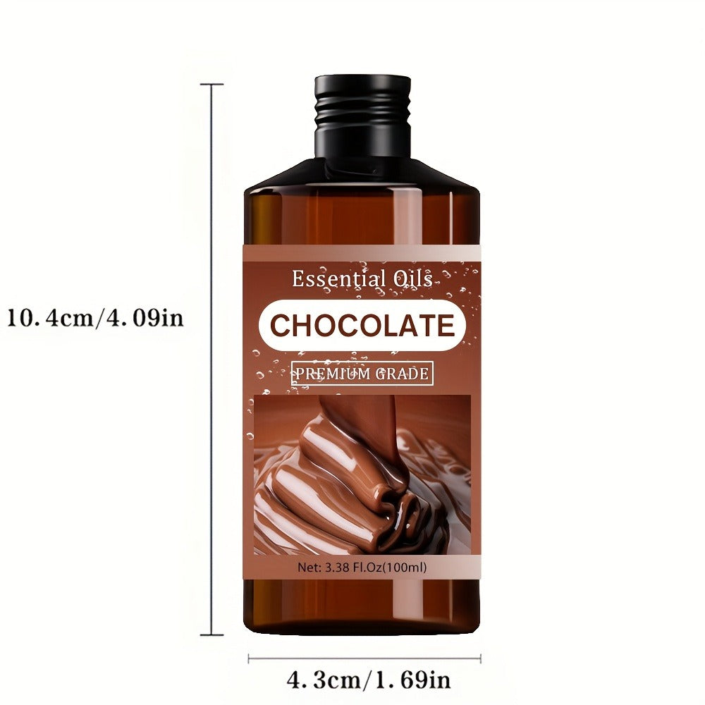 Chocolate-Scented Aromatic Oil in 100ml Amber Bottle with Brown Label and Single Size Option