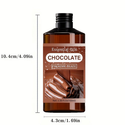 Chocolate-Scented Aromatic Oil in 100ml Amber Bottle with Brown Label and Single Size Option