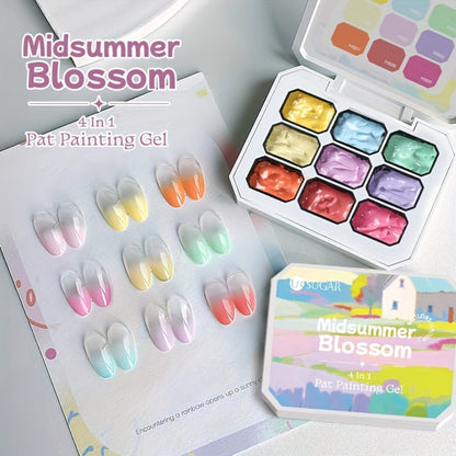 Gel Nail Polish 9-Color Ombre Palette for Gradient and Stamping Art with UV/LED Cure, 7 Series