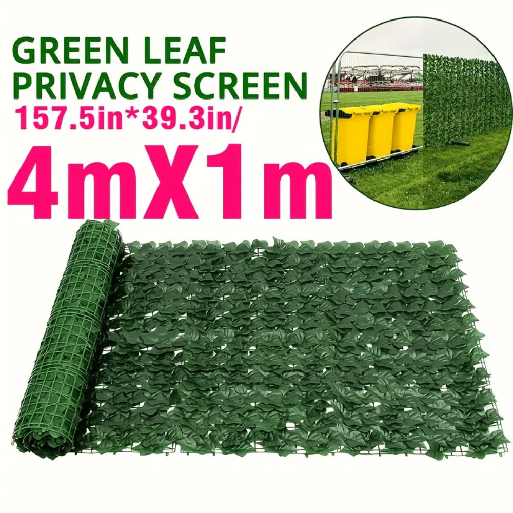 Artificial Ivy Privacy Fence Screen in 13 Size Options with Cuttable Green Leaf Panels for Patio or Balcony