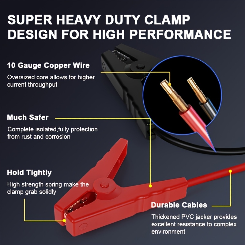 Car Jump Starter Power Bank 3-in-1 12V Battery Booster Charger LED Flashlight SOS for Cars Motorcycles SUVs Compact Emergency Starter Dead Battery in Seconds
