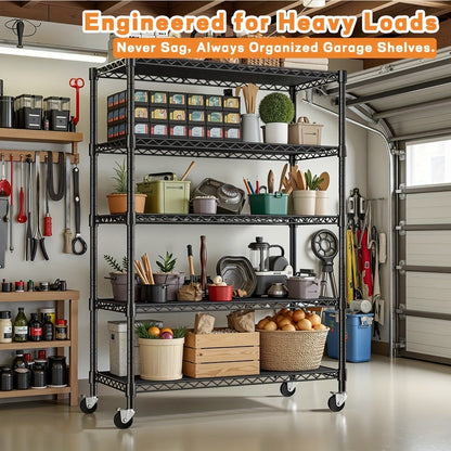 Metal Storage Shelving Unit Heavy Duty Adjustable 4 5 Tier Steel Shelf Rack for Garage Kitchen Pantry Workshop Black Chrome MZG