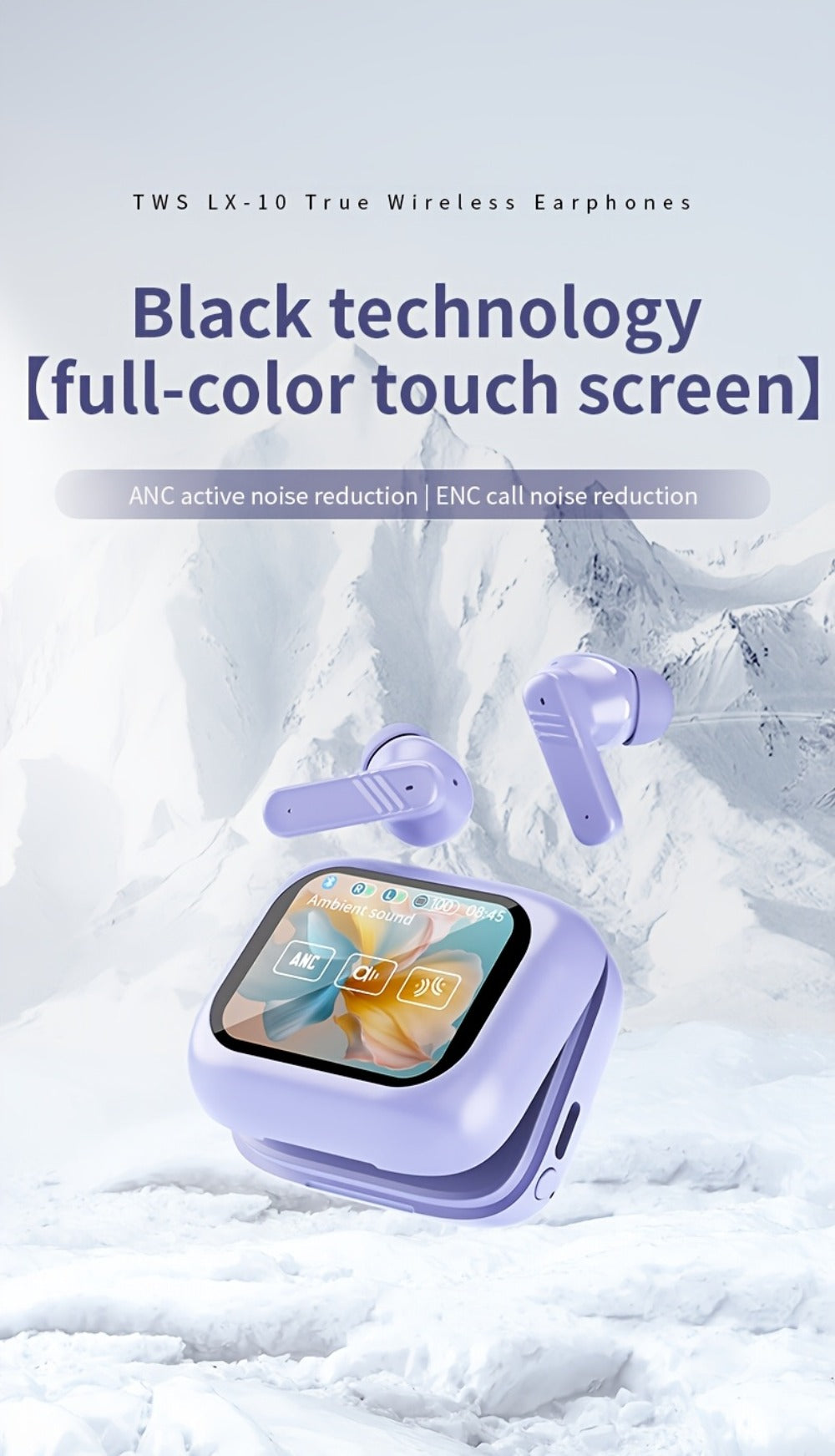Wireless Earbuds Bluetooth 5.4 with ANC and ENC, LED Touchscreen Case and 48-Hour Playtime