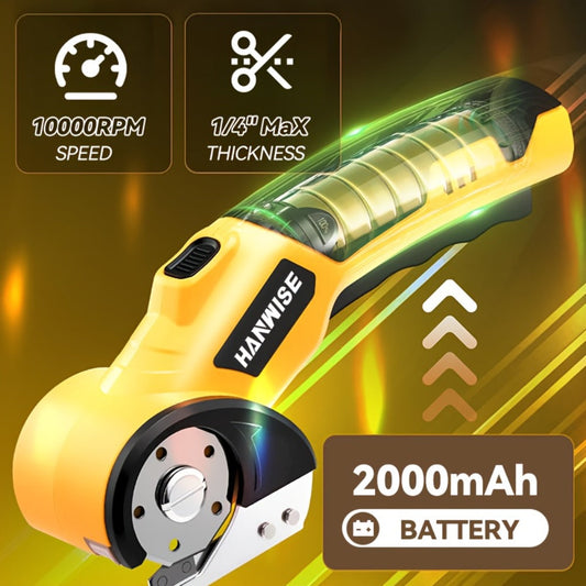 Electric Scissors Cordless 4.2V Rotary Cutter with 2000mAh Battery – 10000 RPM, Safety Lock, LED Light, Anti-Slip Handle, Fabric Cutting Machine for Clothing, Cardboard, Carpet, Leather & Craft Projects