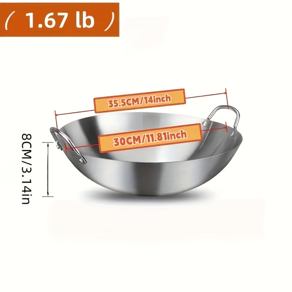Stainless Steel Wok & Frying Pan – Non-Stick Cooking Surface, Ergonomic Handle, Compatible with Gas, Induction & Electric Stovetops, Extra Thick & Deep, Easy to Clean