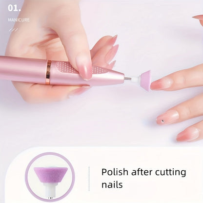 Electric Nail Drill Kit 11-Bit Variable Speed Portable Nail Grinder Machine for Gel Acrylic Natural Nails – Professional Manicure Buffing Filing Cuticle Removal Tool for Home Salon Use Pink