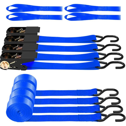 Ratchet Tie Down Straps 4-Pack 15FT 1,500 lb Break Strength Heavy Duty with Soft Loops & Storage Bag – High-Visibility Webbing for Motorcycle ATV Kayak Truck Bed Trailer Roof Rack