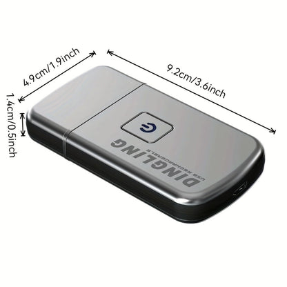 Silver Card-Style Foil Electric Shaver with USB Charging Cable, Cleaning Brush and 3.6-Inch Length