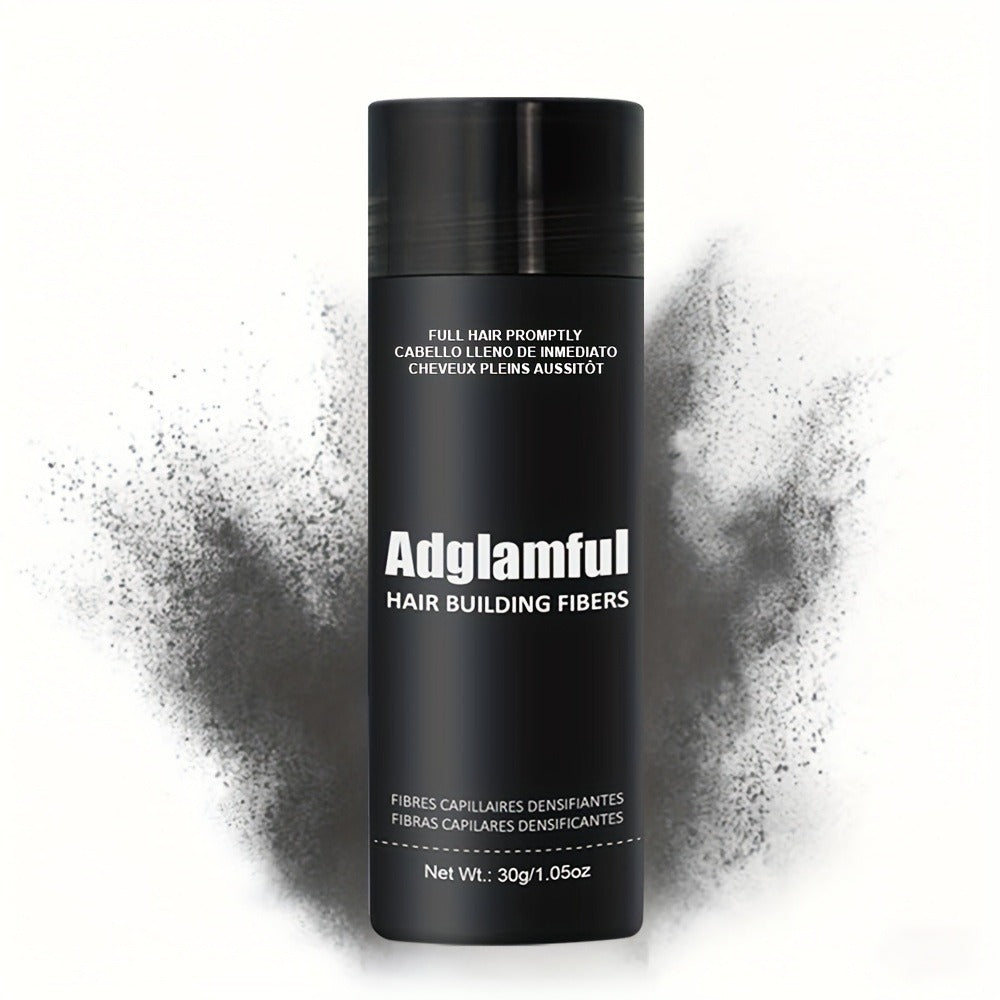 Large 30-Gram Hair Fiber Powder in Black or Dark Brown with Tall Shaker-Style Container Design