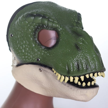 Full-Head Dinosaur Costume Mask with Openable Jaw, 8.26-Inch Height and Orange, Gray or Green Designs