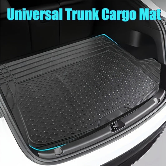 Trunk Cargo Liner Rubber Mat Universal Fit - All Weather Waterproof Trunk Mat with Seat Back Protector, Trim-to-Fit for Cars, SUV & Sedan