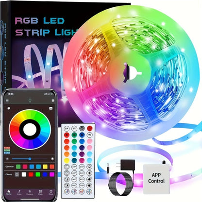 100ft RGB LED Strip Light Kit with Two 50ft Rolls, App Control, 44-Key Remote and 24V Adapter
