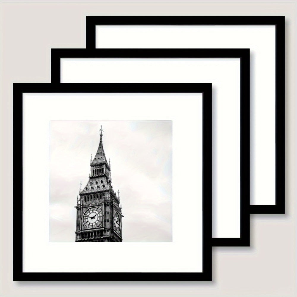 Three-Piece Square Picture Frame Set in Black or White with 8 x 8 or 12 x 12-Inch Wall Options
