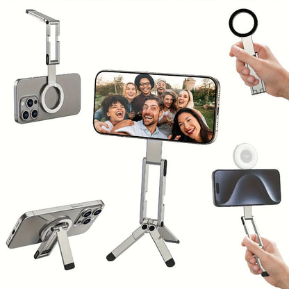 ULANZI MA60 Magnetic Phone Tripod 5-in-1 Foldable Stand Ultra-Slim 0.8cm 14N Dual Magnet 500g Load for Vlogging Content Creation Desktop Handheld Aluminum Alloy