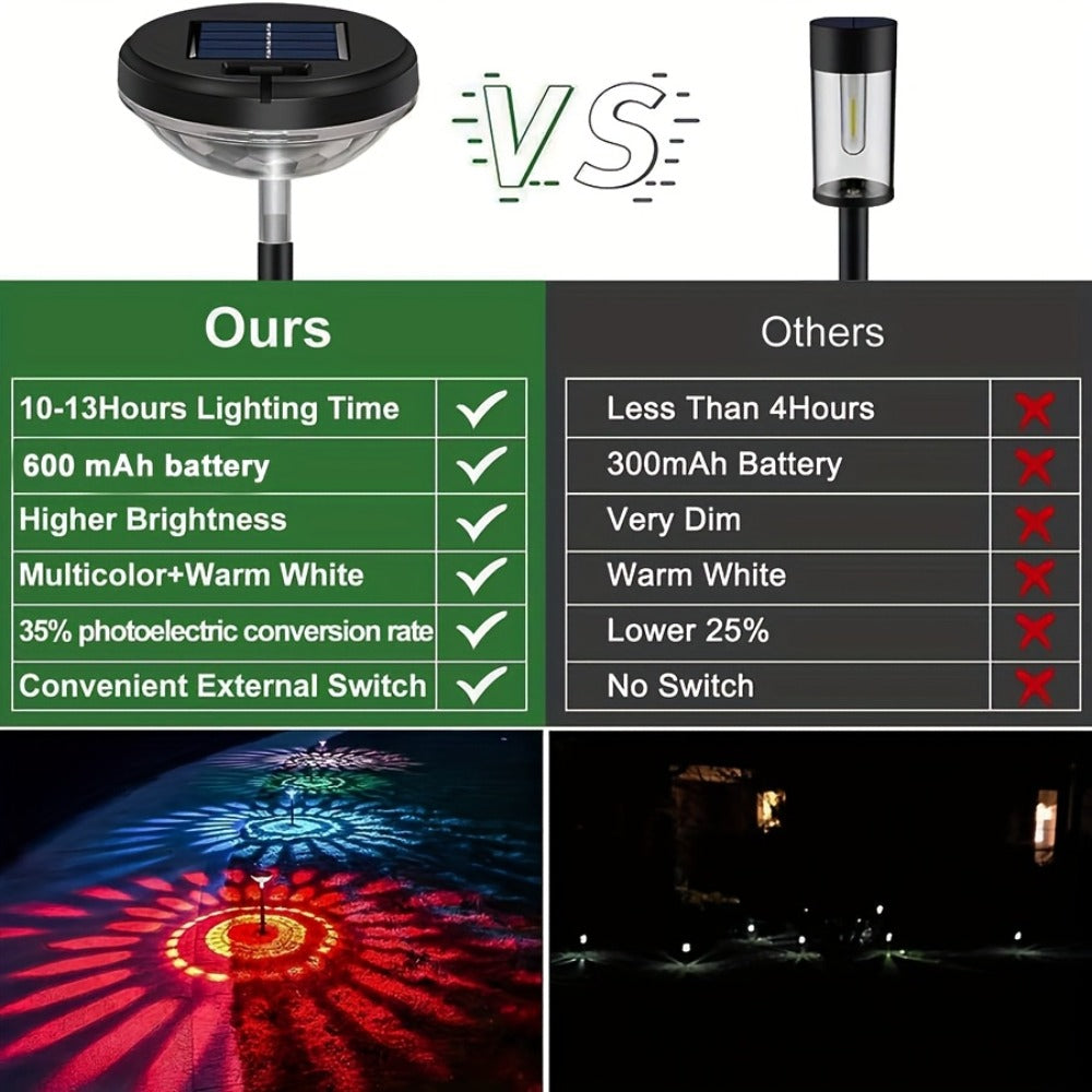 Solar Outdoor Lights 6 Pack - IP44 Waterproof LED Garden Lights with Smart Light Sensor, 2-in-1 Color & Warm White, Solar Powered Landscape Lights for Patio Yard Lawn Path Sidewalk Christmas Decor