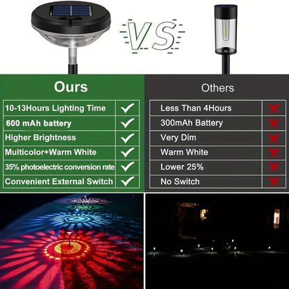 Solar Outdoor Lights 6 Pack - IP44 Waterproof LED Garden Lights with Smart Light Sensor, 2-in-1 Color & Warm White, Solar Powered Landscape Lights for Patio Yard Lawn Path Sidewalk Christmas Decor