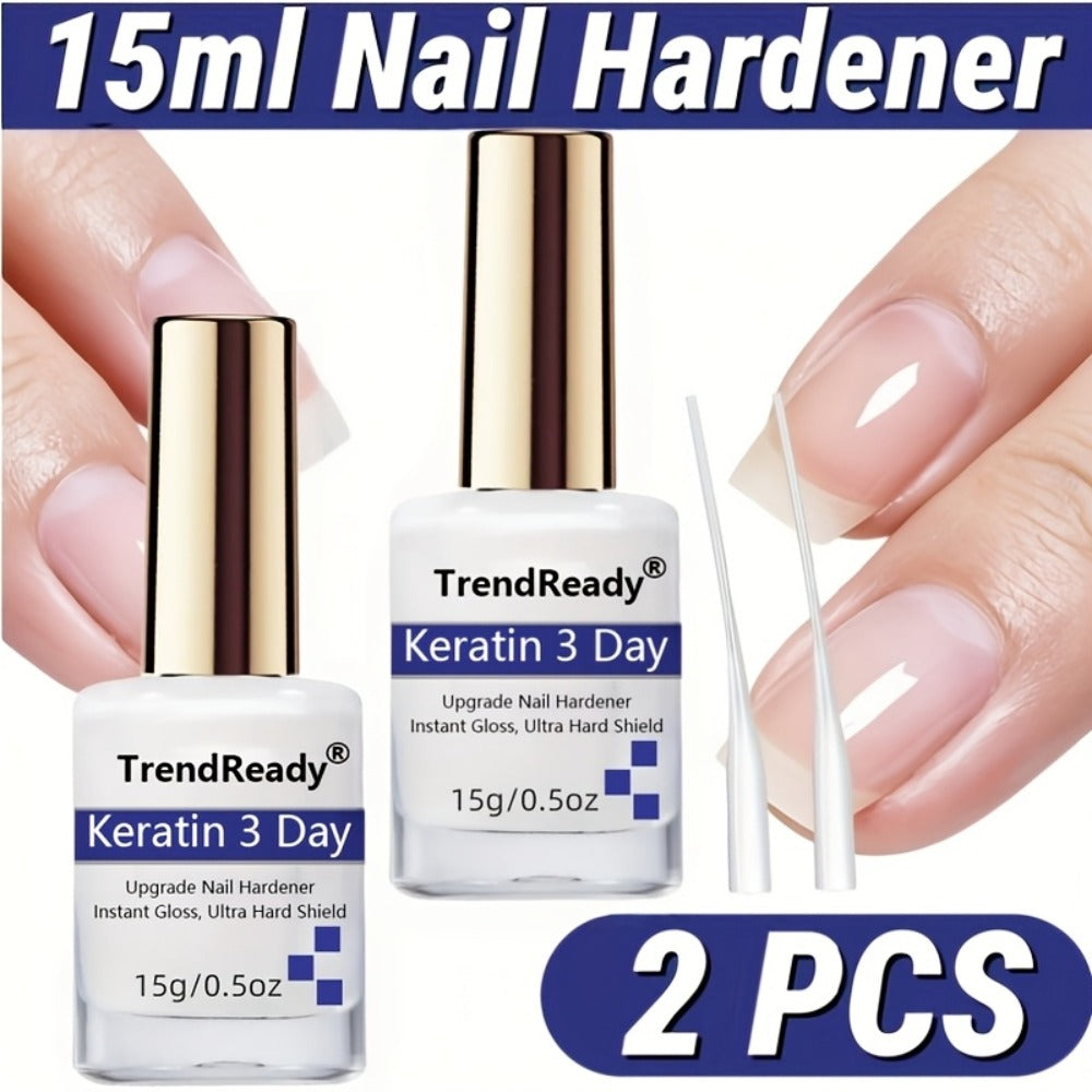 Nail Hardener for Weak Brittle Splitting Nails 2 Pack - Fast Drying White Nail Strengthener with Vitamin E