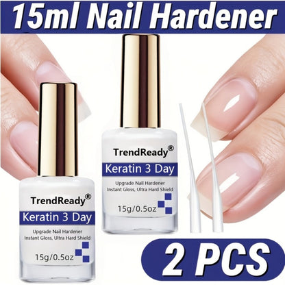 Nail Hardener for Weak Brittle Splitting Nails 2 Pack - Fast Drying White Nail Strengthener with Vitamin E
