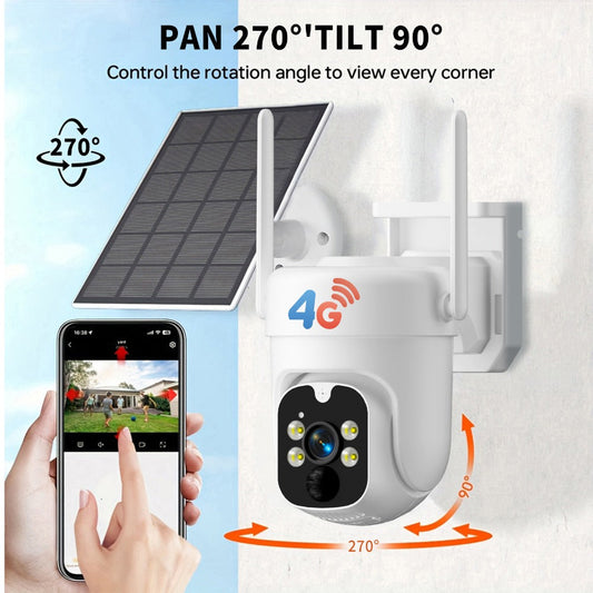 Solar Security Camera 4G Outdoor – AI Smart Alarm, Solar Powered, No WiFi & Wire-Free, 4G LTE Surveillance Camera for Farm, Villa, Ranch & Remote Property Security (TBG12)