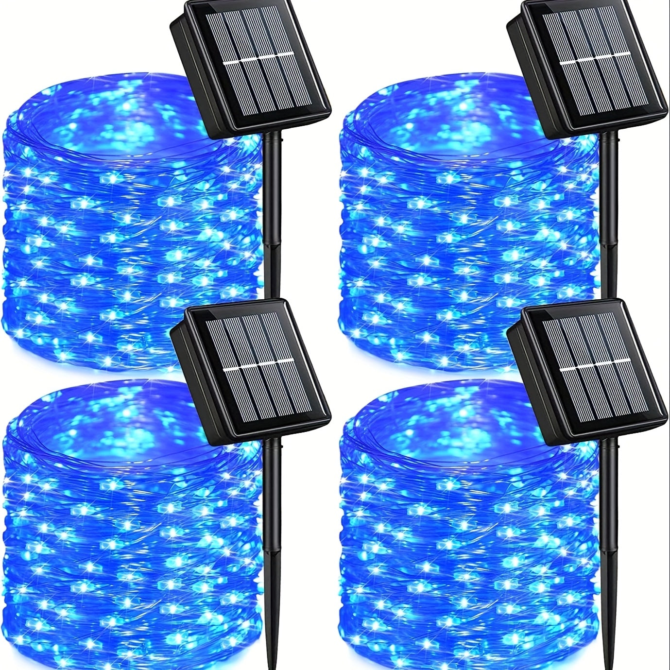String Lights, 110-LED Solar Copper-Wire Fairy Lights with Eight Modes, Four Colors and 2-, 4- or 8-Pack Options
