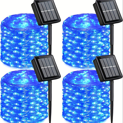 String Lights, 110-LED Solar Copper-Wire Fairy Lights with Eight Modes, Four Colors and 2-, 4- or 8-Pack Options
