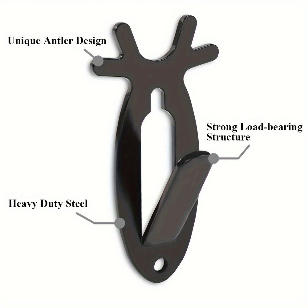 Five-Piece Deer-Head Wall Hook Set with Antler-Inspired Shape for Entryway or Bedroom Storage