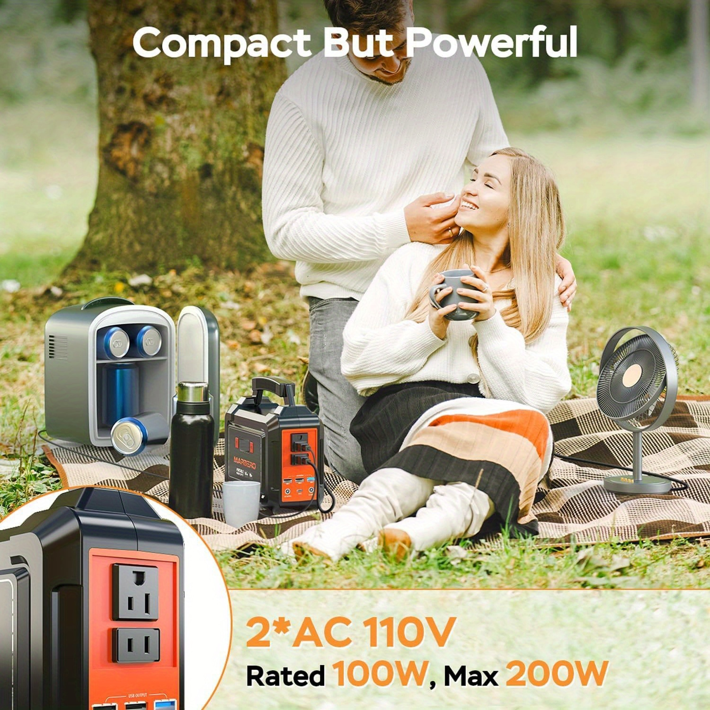 Portable Power Station 296Wh 300W with Eight Outputs, Dual AC Outlets, USB-C and Optional Solar Panel